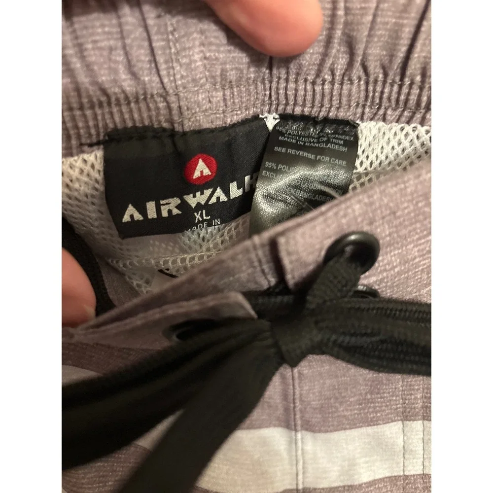 Airwalk Mens Charcoal Gray Striped Board Shorts Swim Trunks XL New NWT Stretch